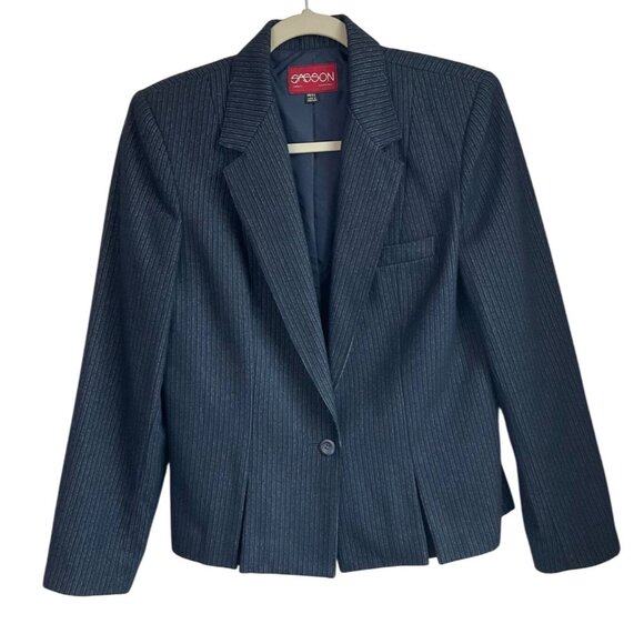 Sasson Jeans Jackets & Blazers - Vintage Sz Medium Sasson Pinstripe Blazer Navy Single Button Wool Bl Minimalist